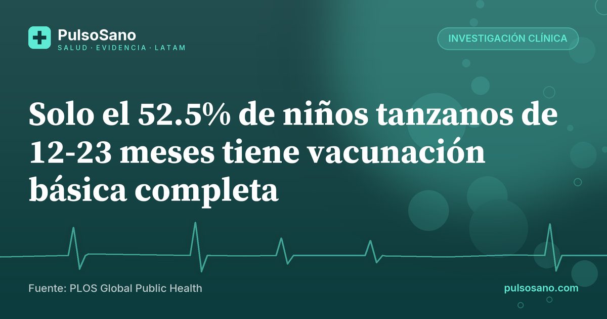 Solo el 52.5% de niños tanzanos de 12-23 meses tiene vacunación básica completa